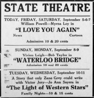 Ovid Theatre - Sept 9 1940 Ad
